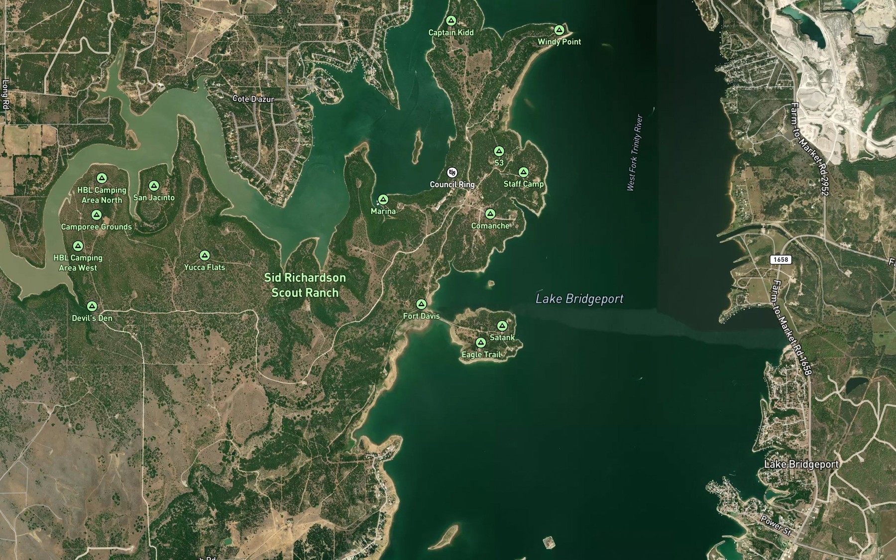 Satellite map of the Crappie Cove