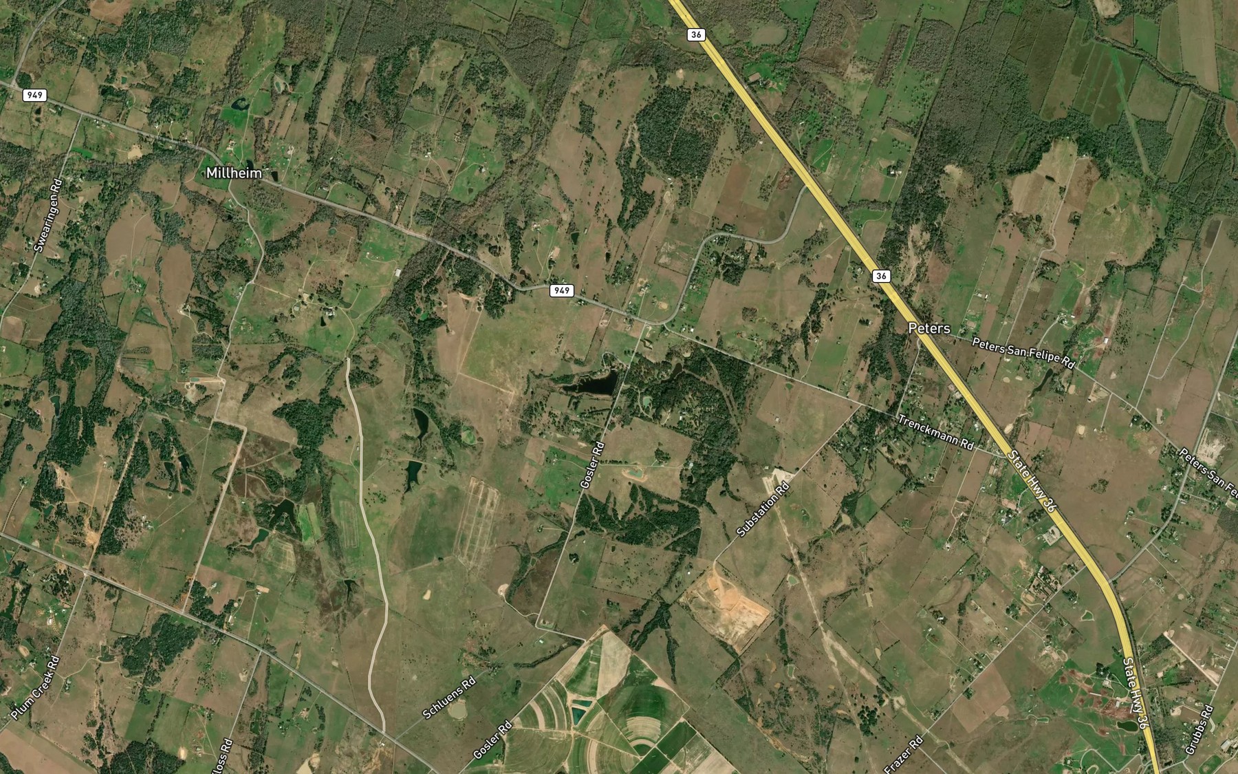 Satellite map of the Peters Lake