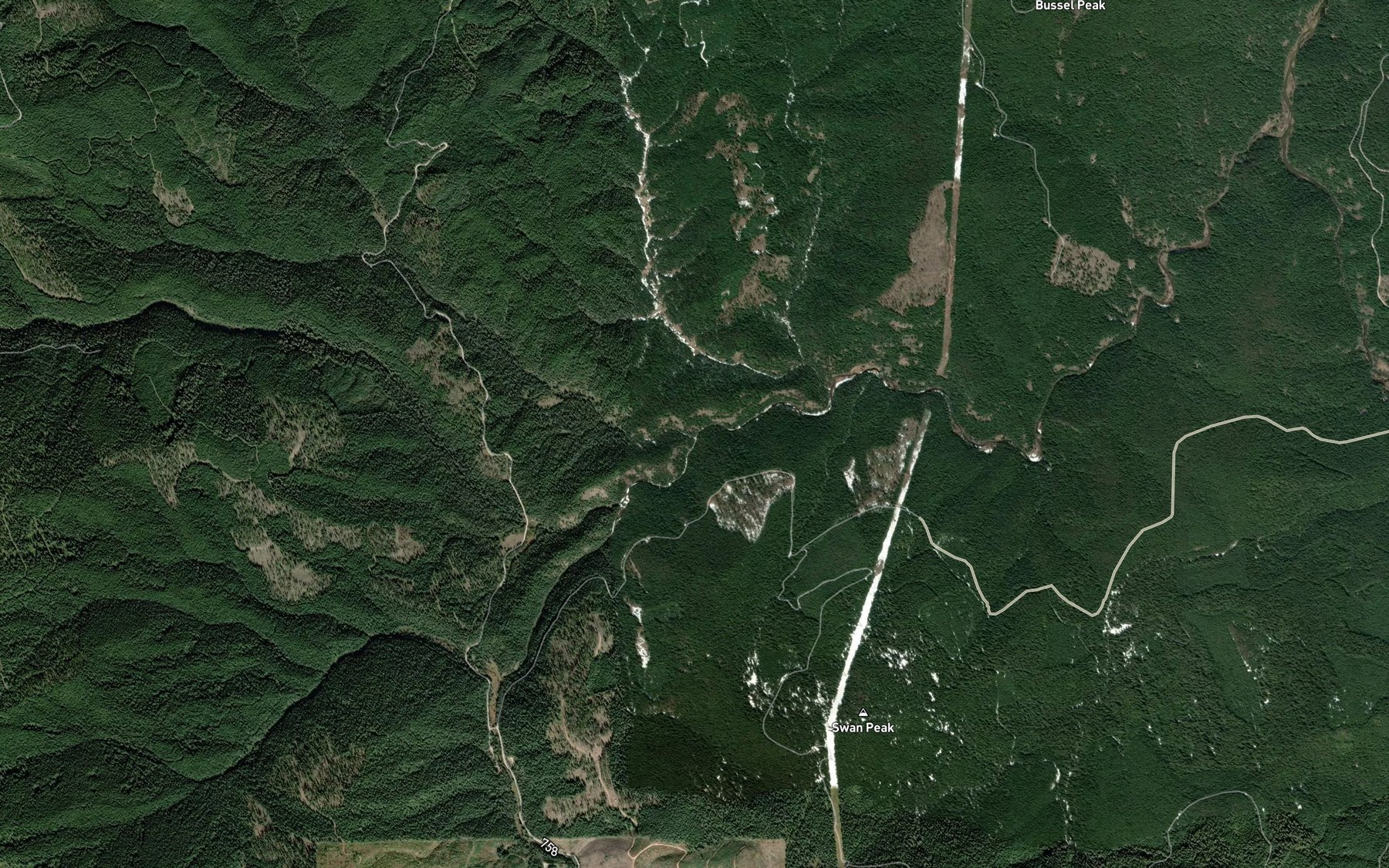 Satellite map of the Toles Creek