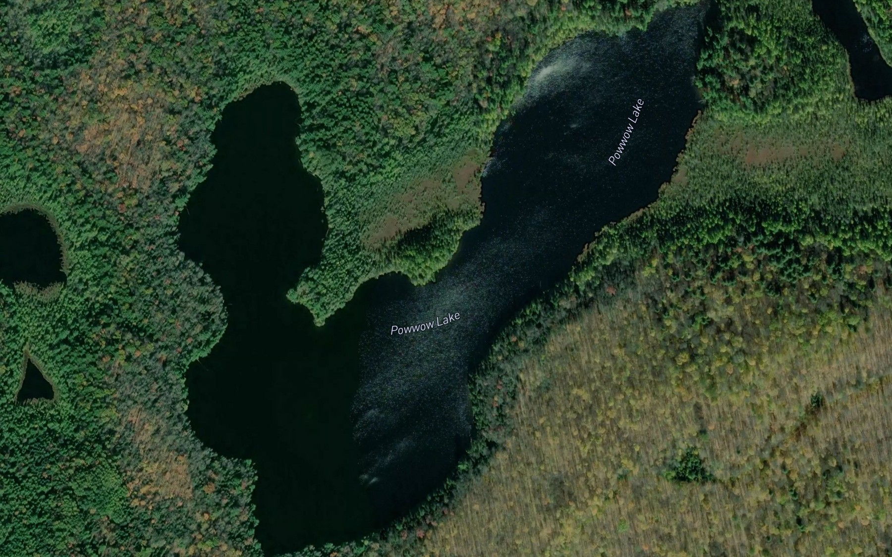 Satellite map of the Powwow Lake