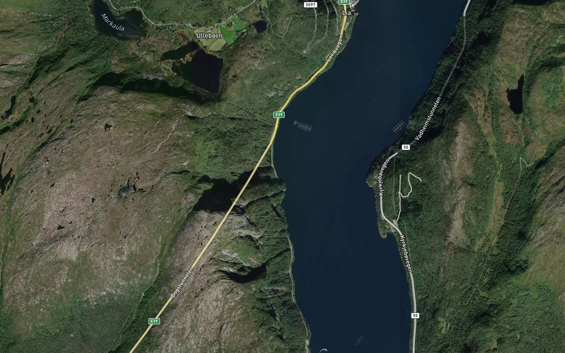 Satellite map of the Mjavika