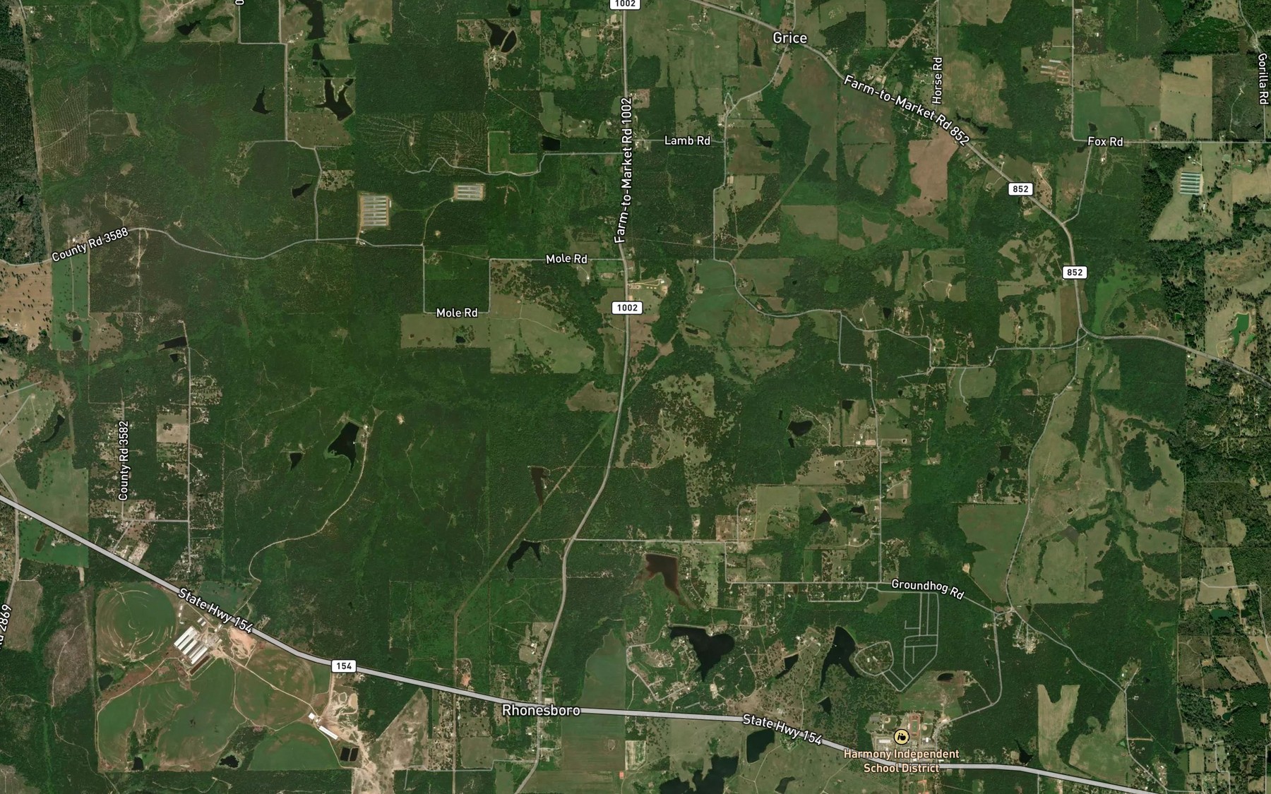 Satellite map of the Horn Mill Branch