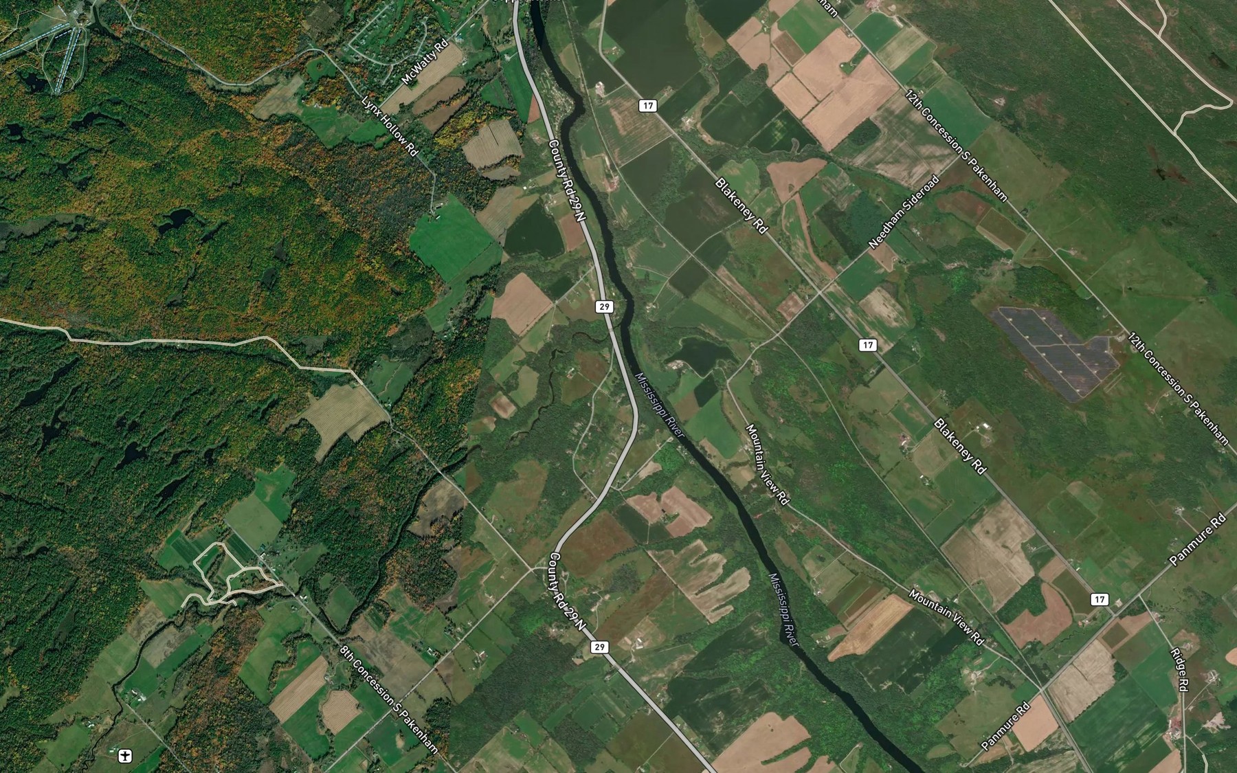 Satellite map of the Glen Creek