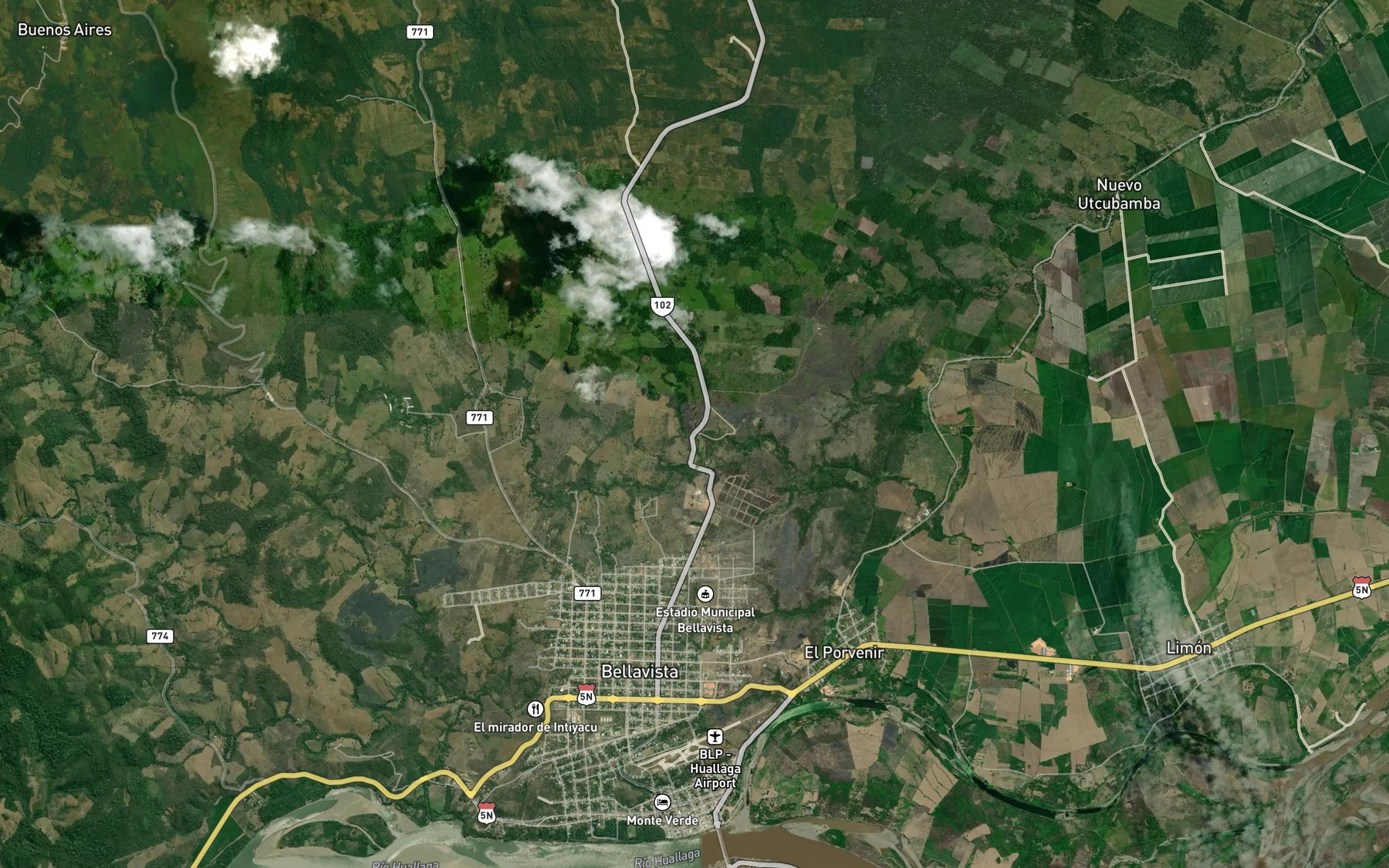 Satellite map of the Quebrada Banos