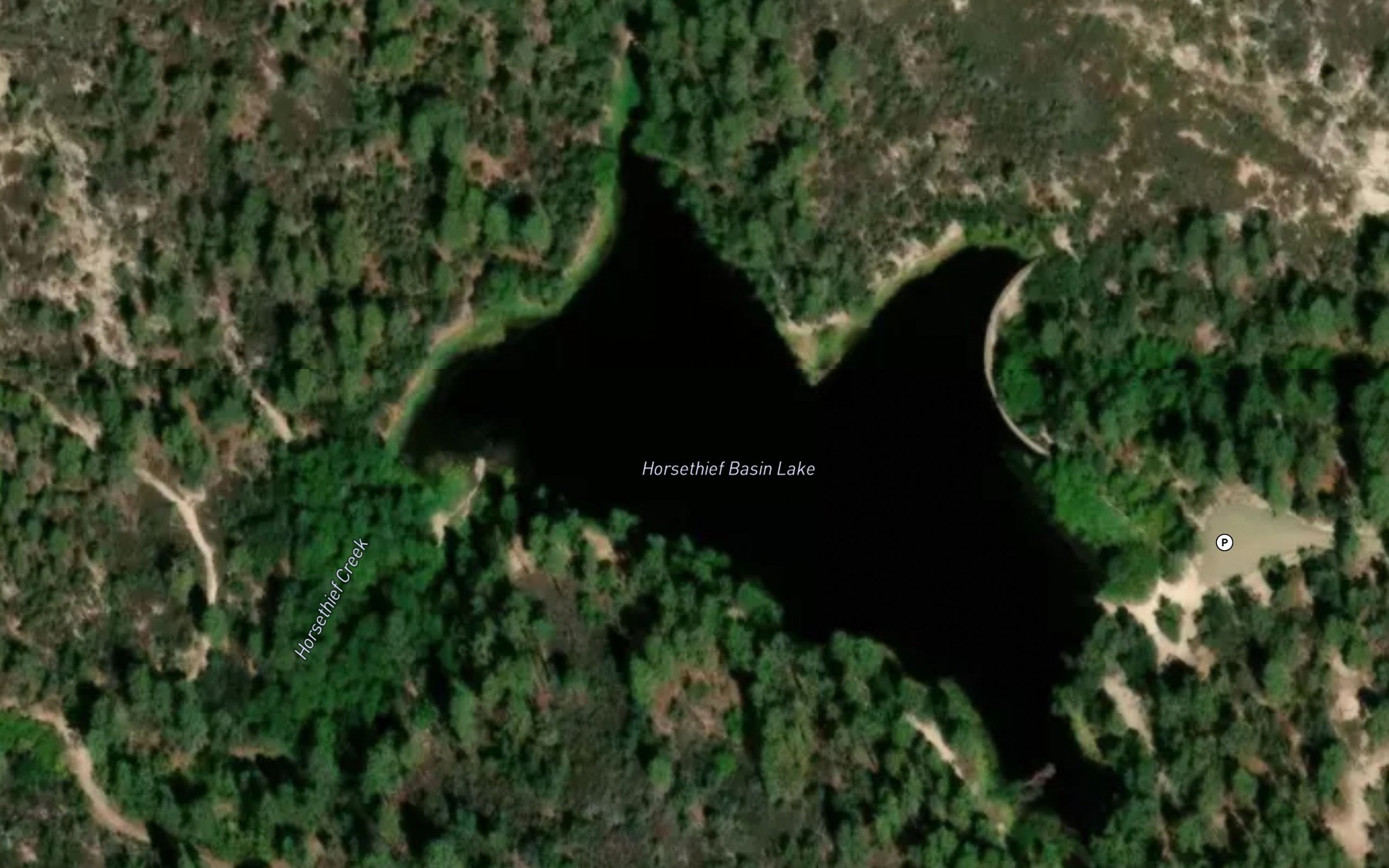 Satellite map of the Horsethief Lake