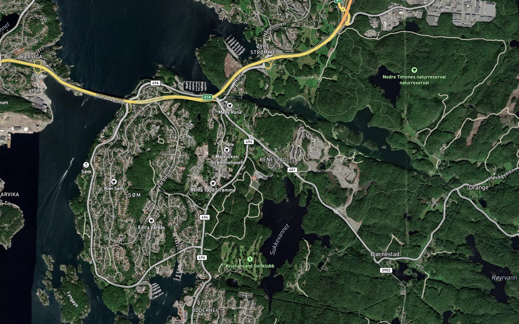 Satellite map of the Jorestjonn