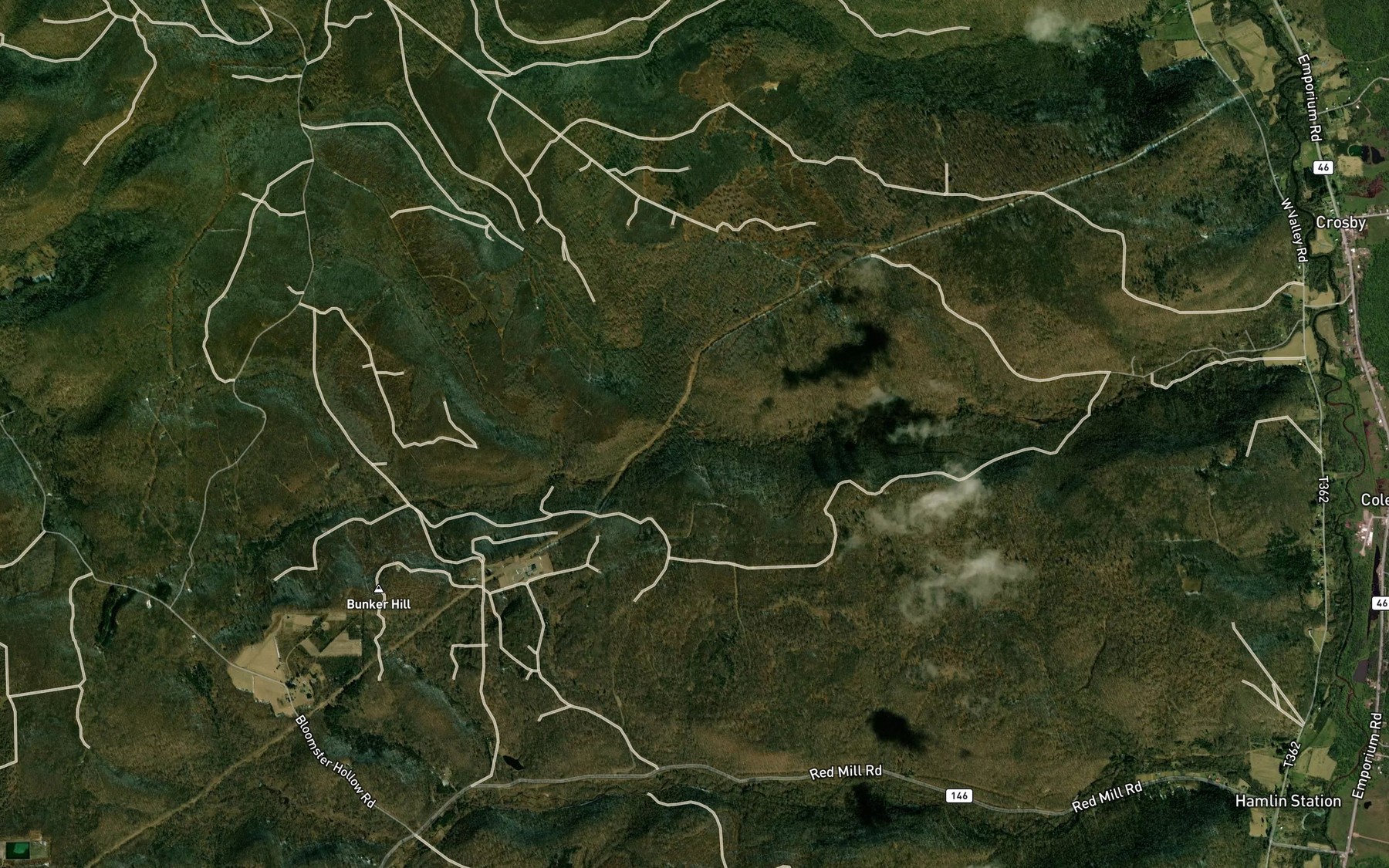 Satellite map of the Donley Fork