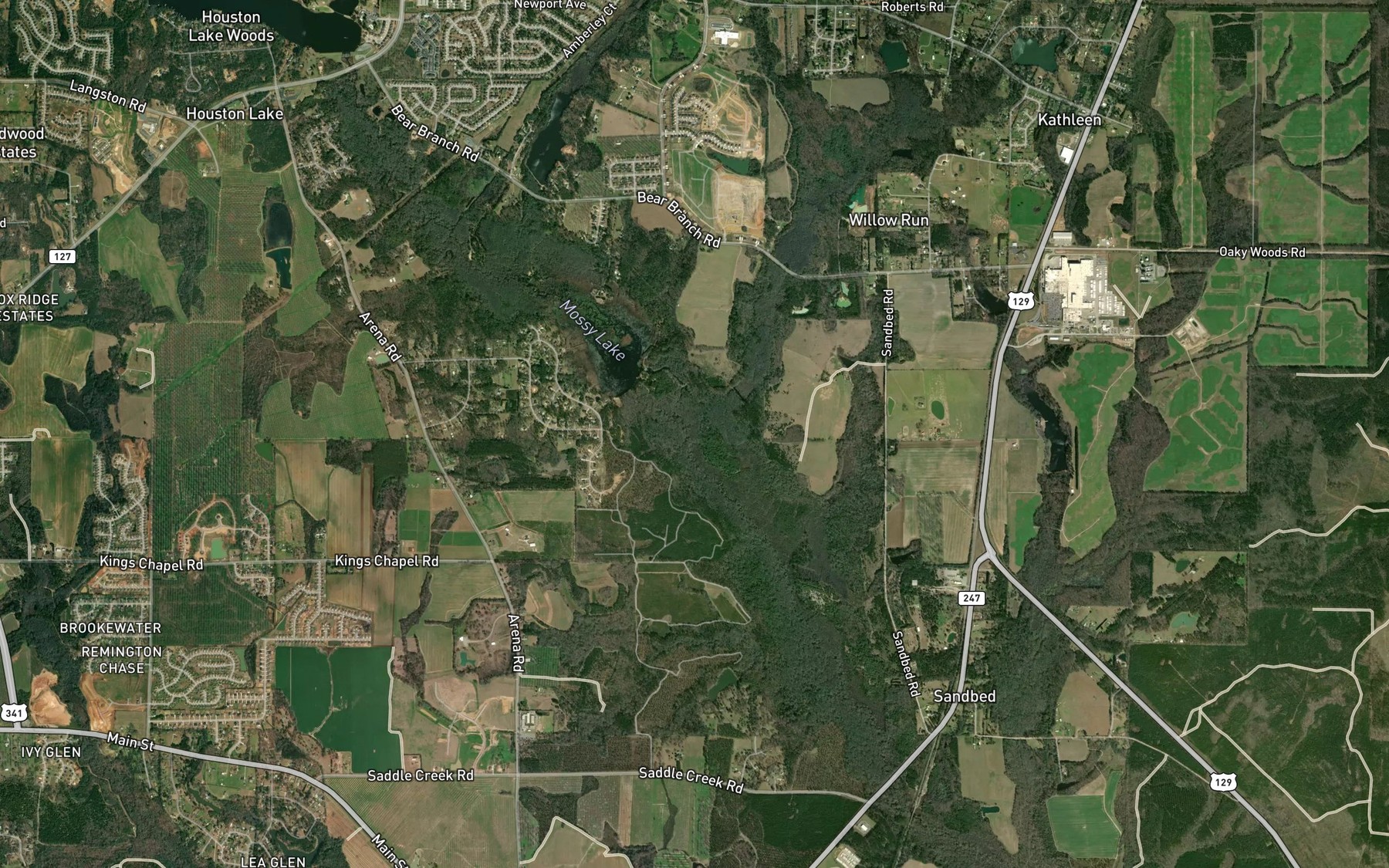 Satellite map of the Bear Branch