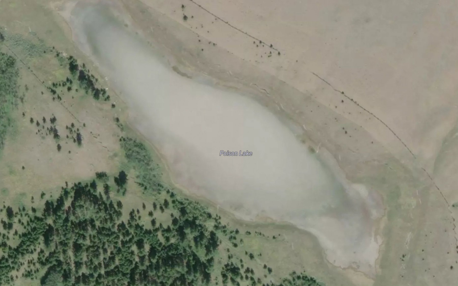 Satellite map of the Poison Lake