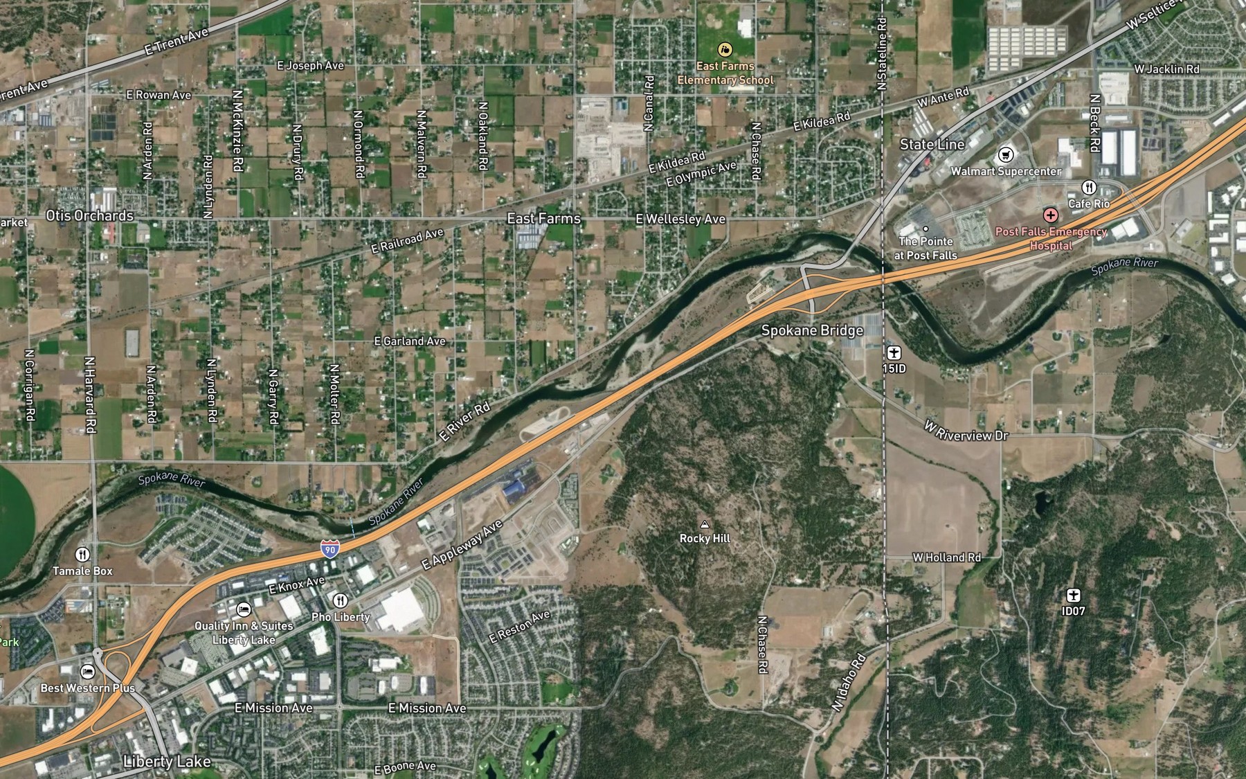 Satellite map of the Cable Creek