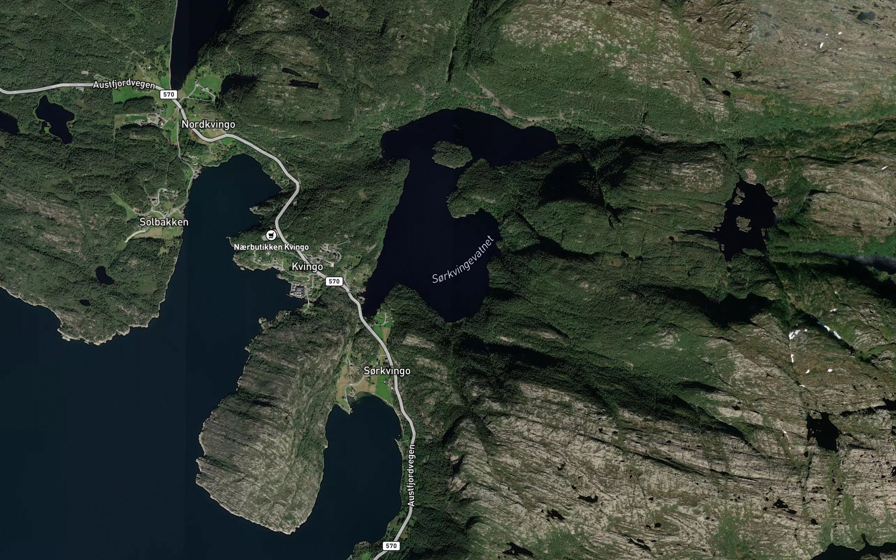 Satellite map of the Kvingevatnet