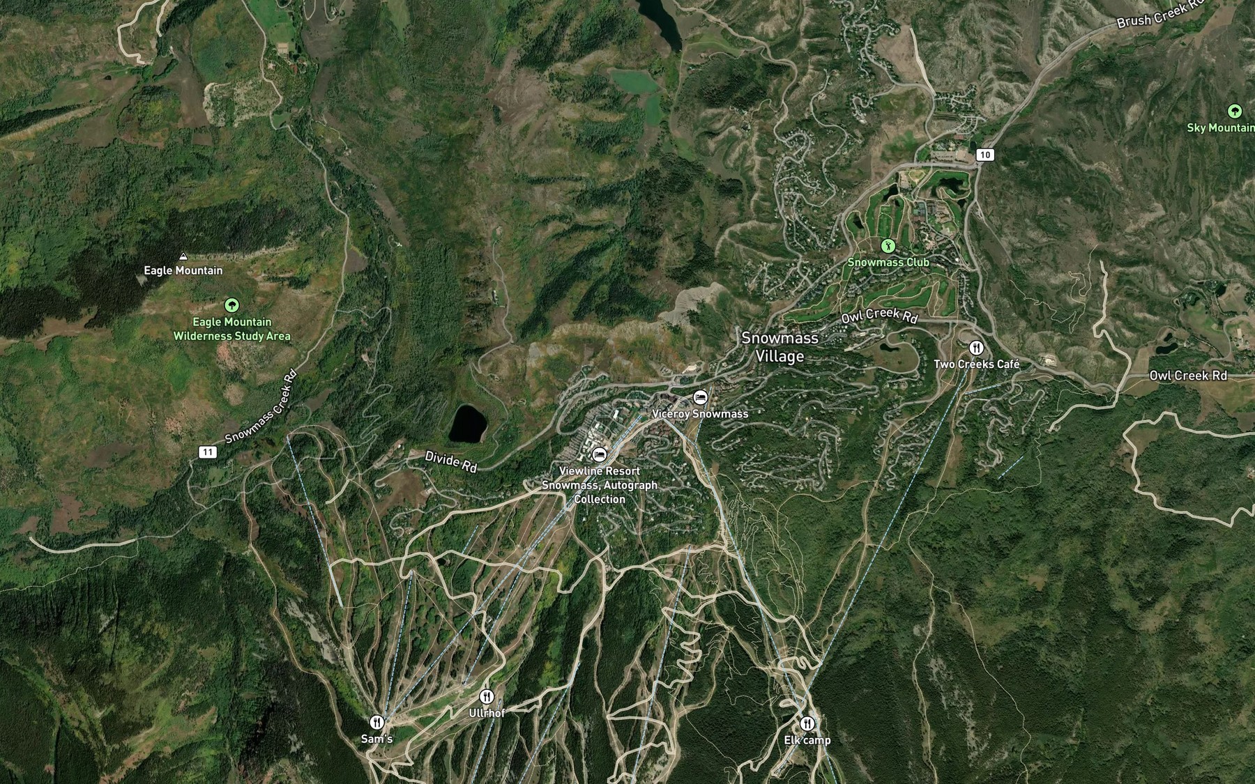 Satellite map of the West Fork Brush Creek