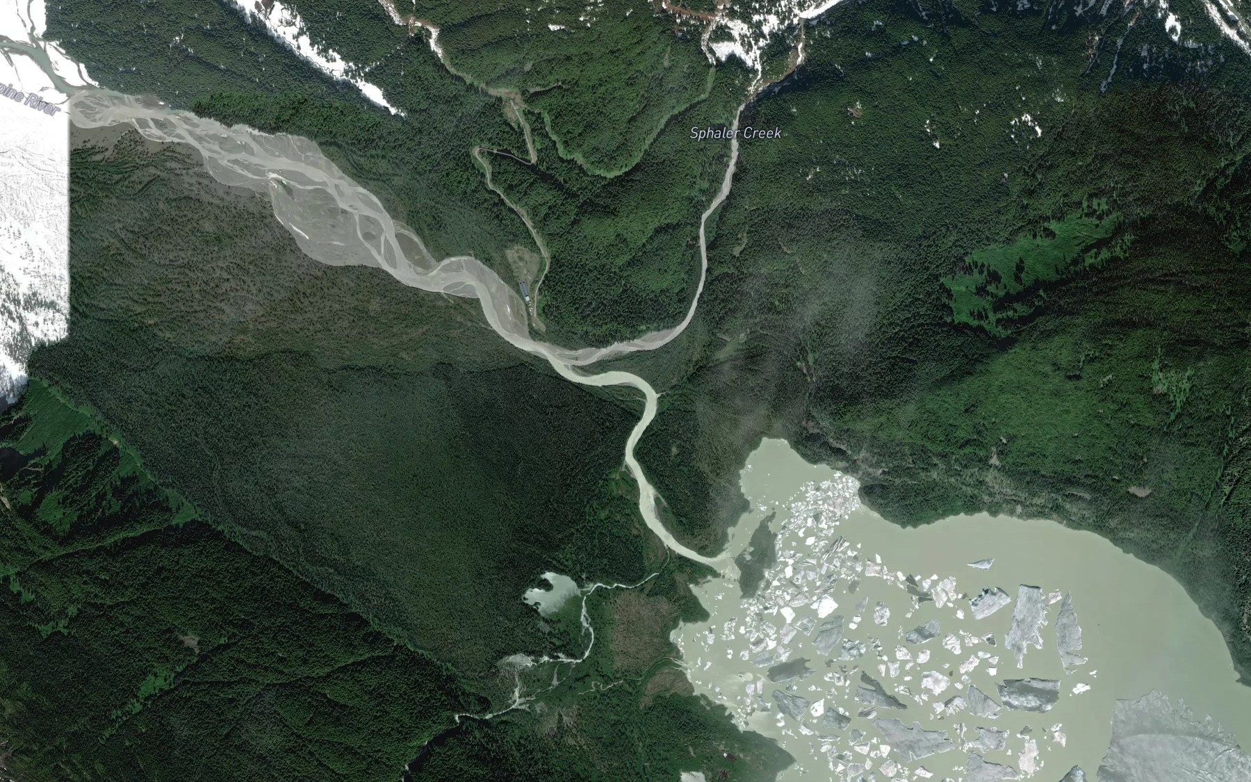 Satellite map of the Sphaler Creek