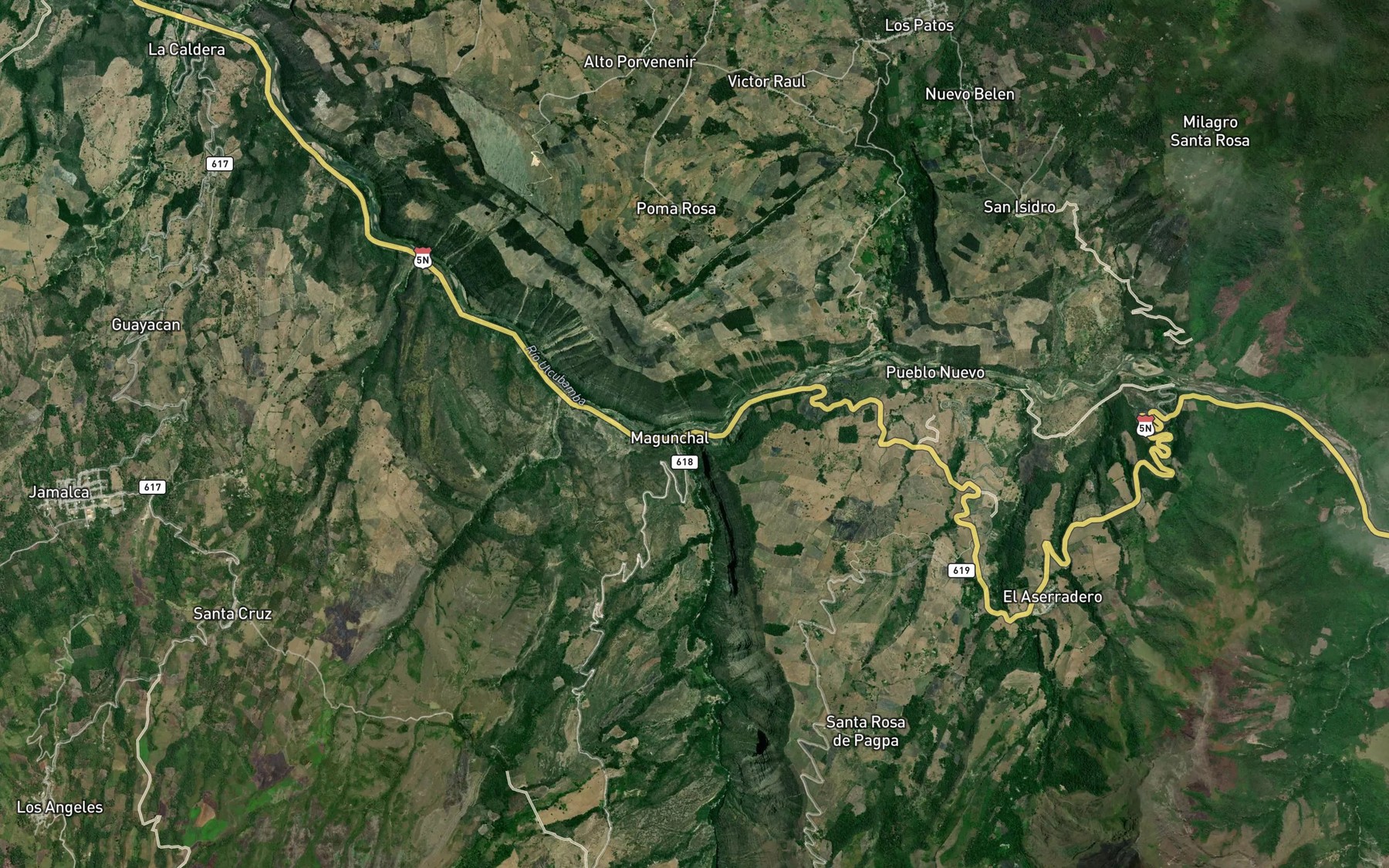 Satellite map of the Rio Magunchal