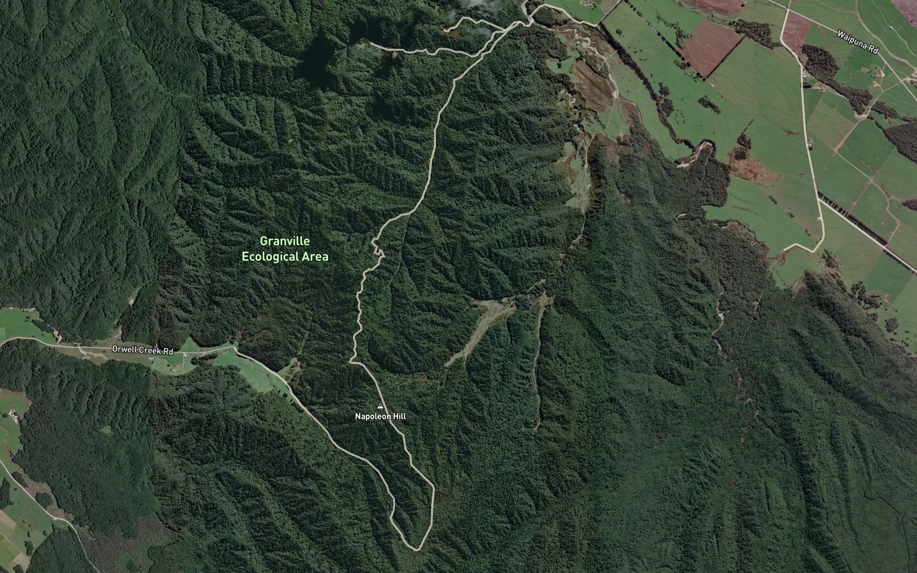 Satellite map of the Cockney Creek