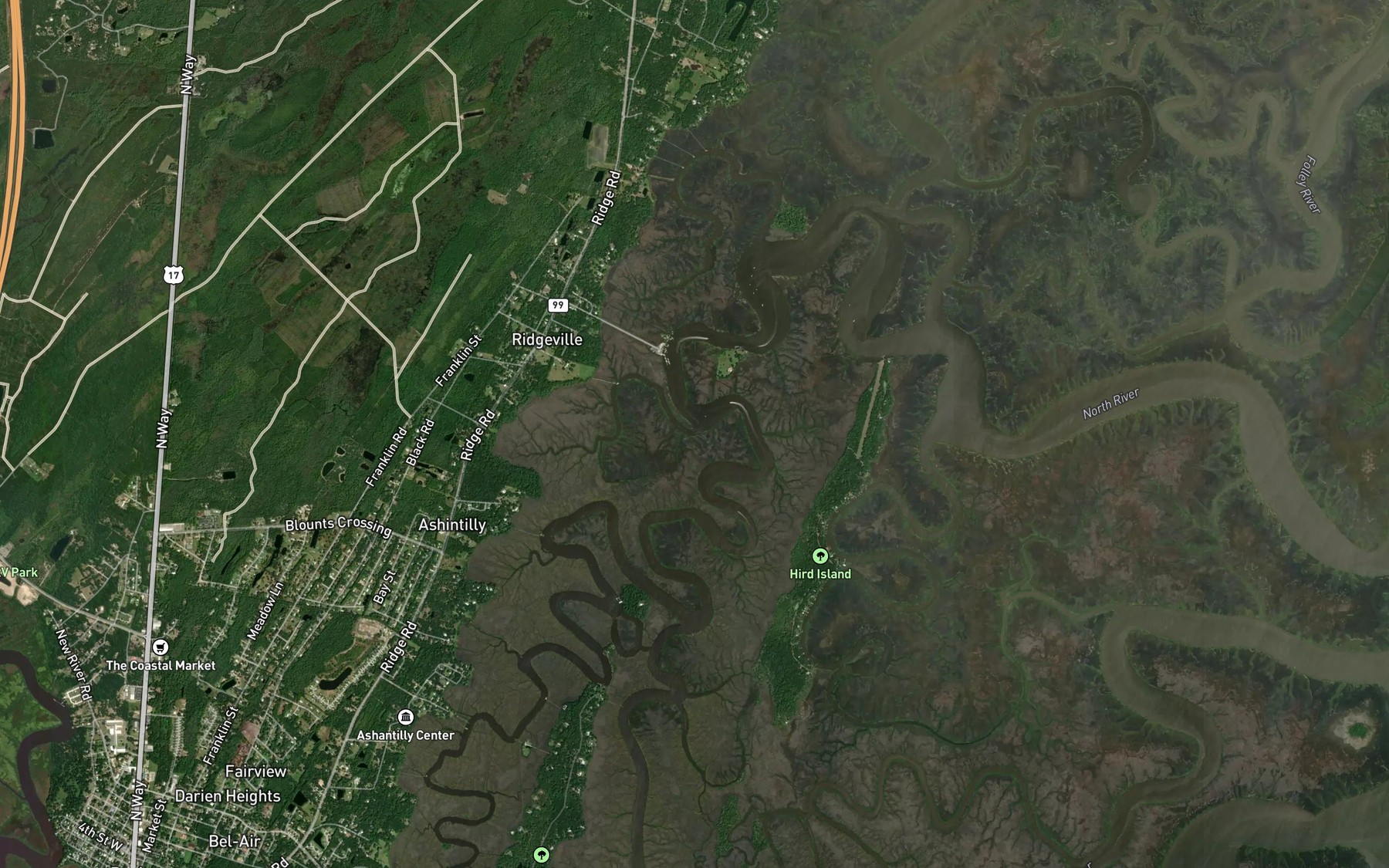 Satellite map of the Rockenboughs Creek