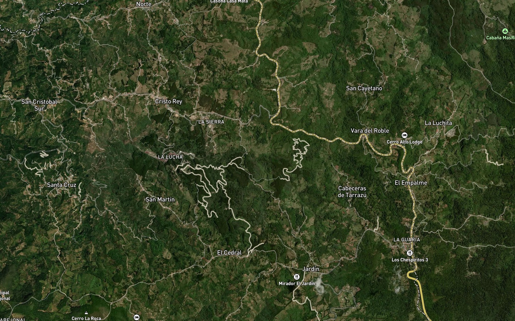 Satellite map of the Quebrada Yugo