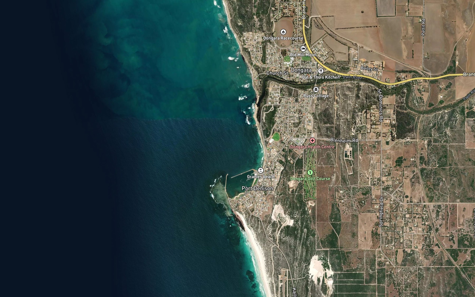 Satellite map of the Port Denison
