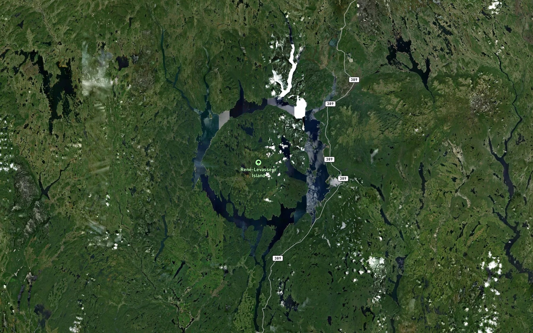 Satellite map of the Reservoir Manicouagan