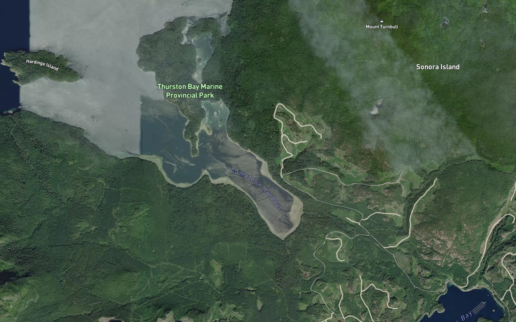 Satellite map of the Piddell Bay