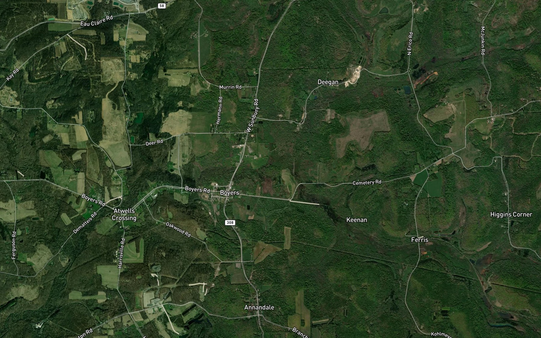 Satellite map of the Seaton Creek