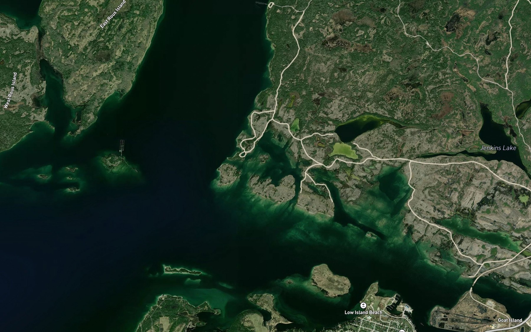 Satellite map of the Little Waubuno Channel