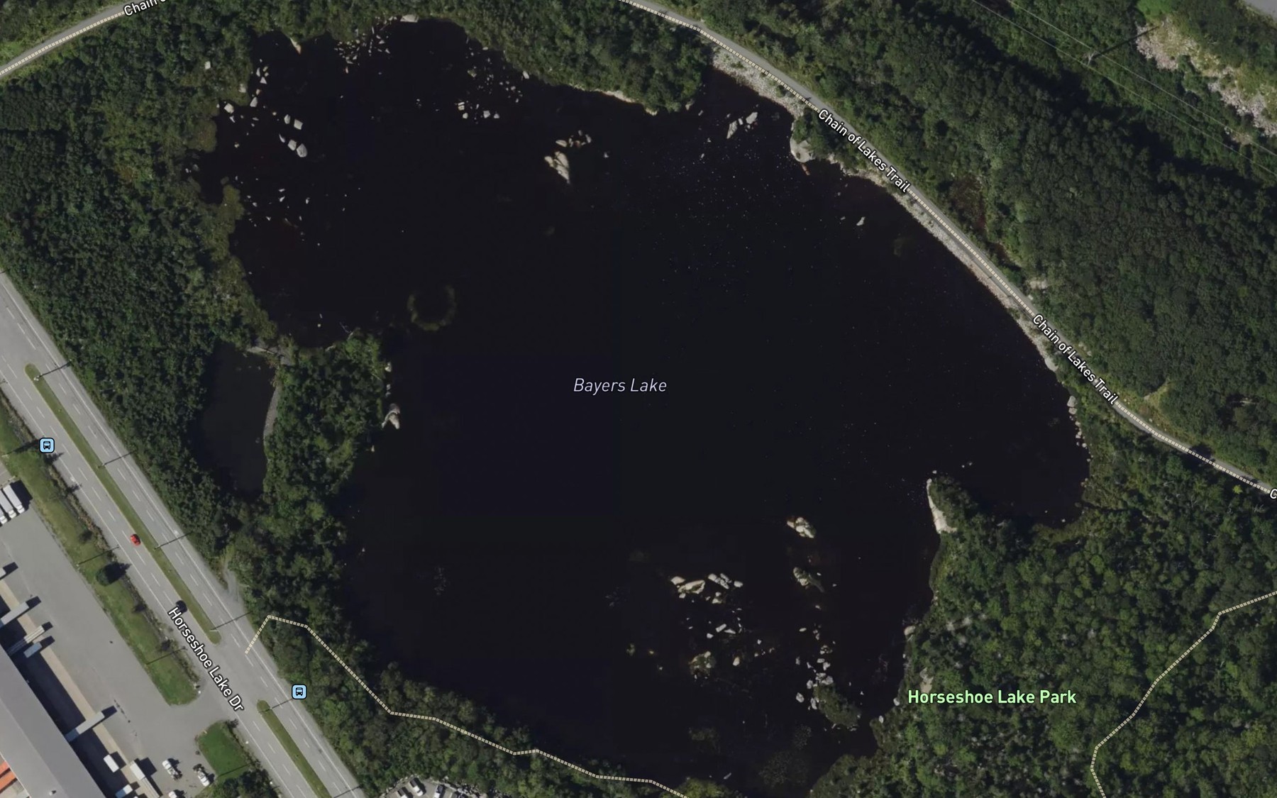 Satellite map of the Bayers Lake