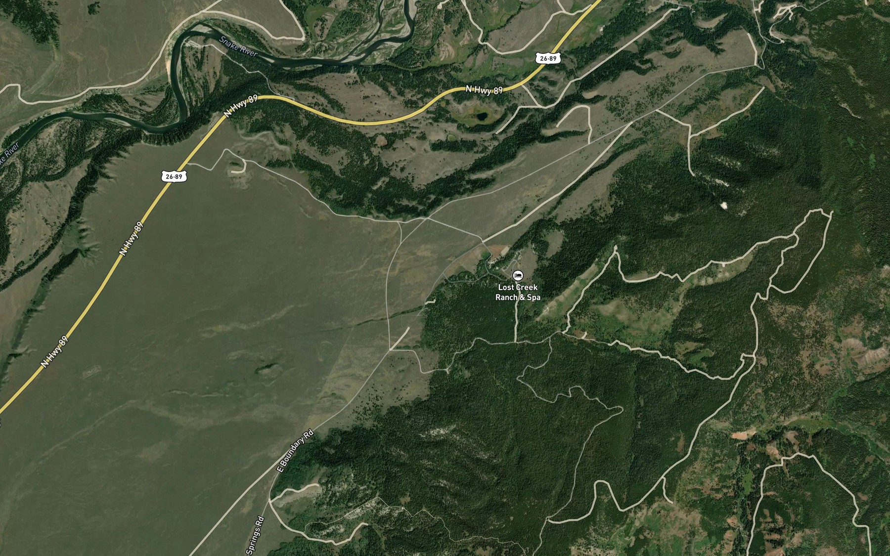 Satellite map of the Lost Creek