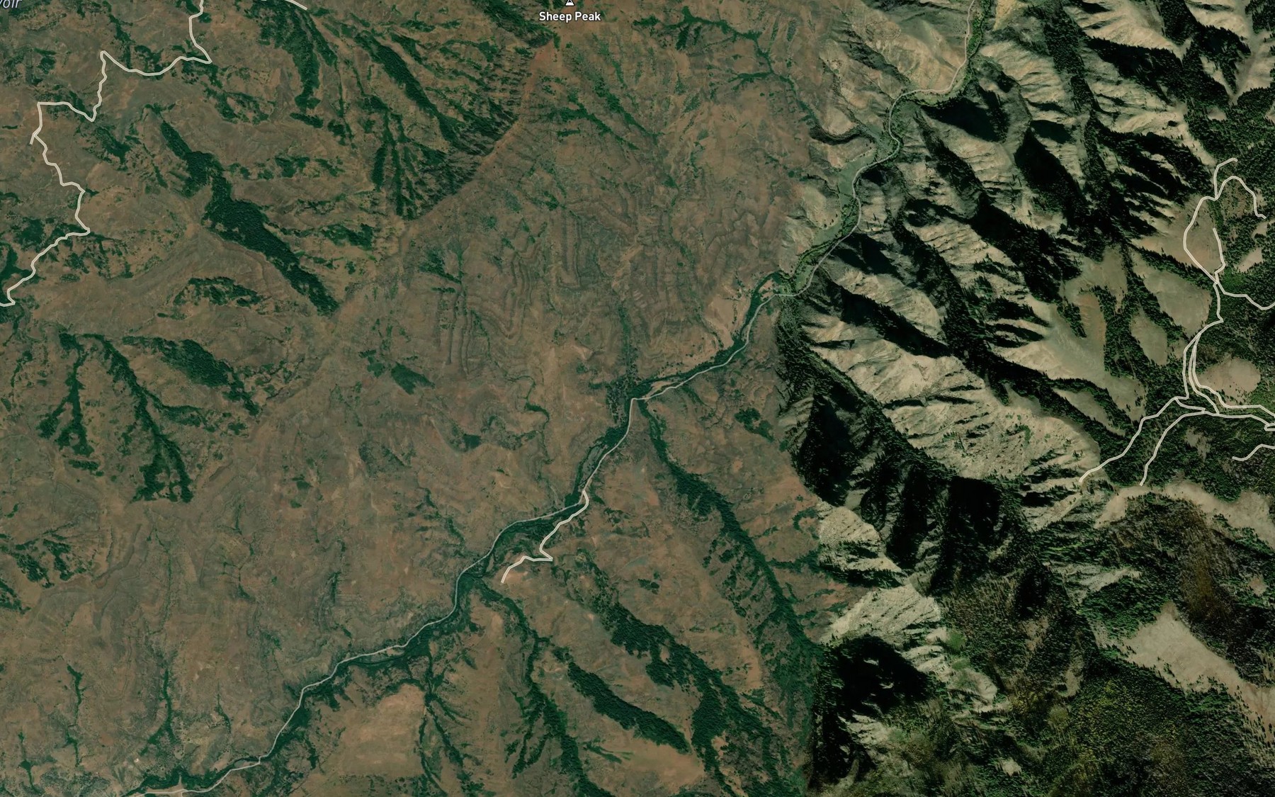 Satellite map of the Bisbee Creek