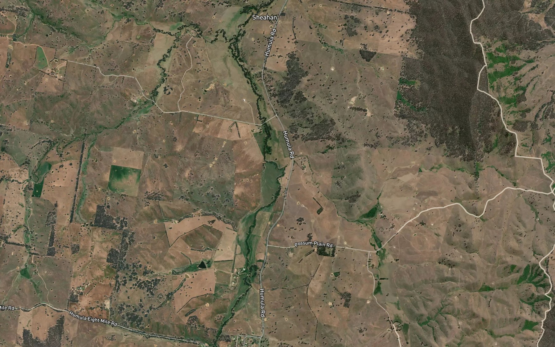 Satellite map of the Possum Plain Creek