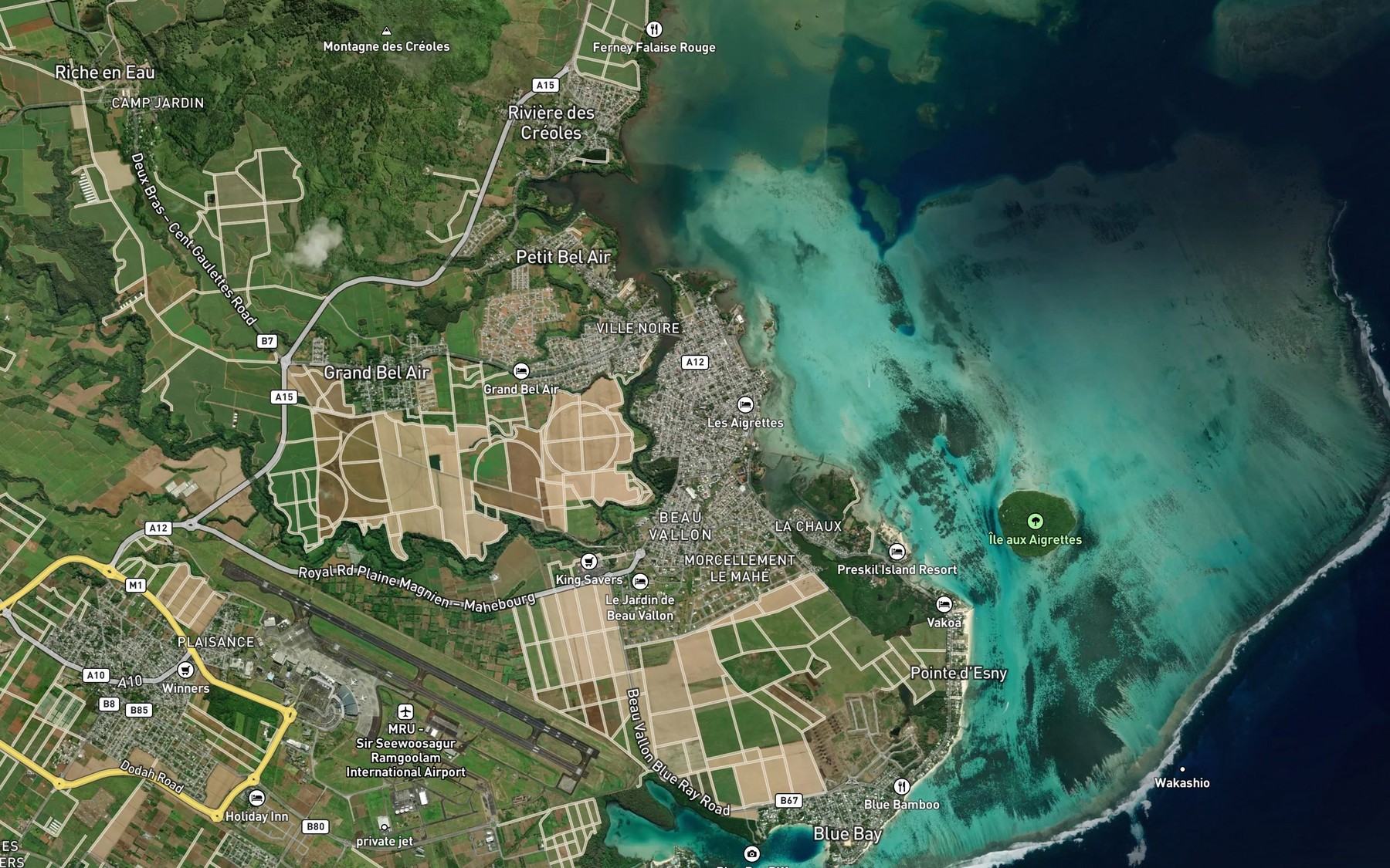 Satellite map of the Anse des Courants