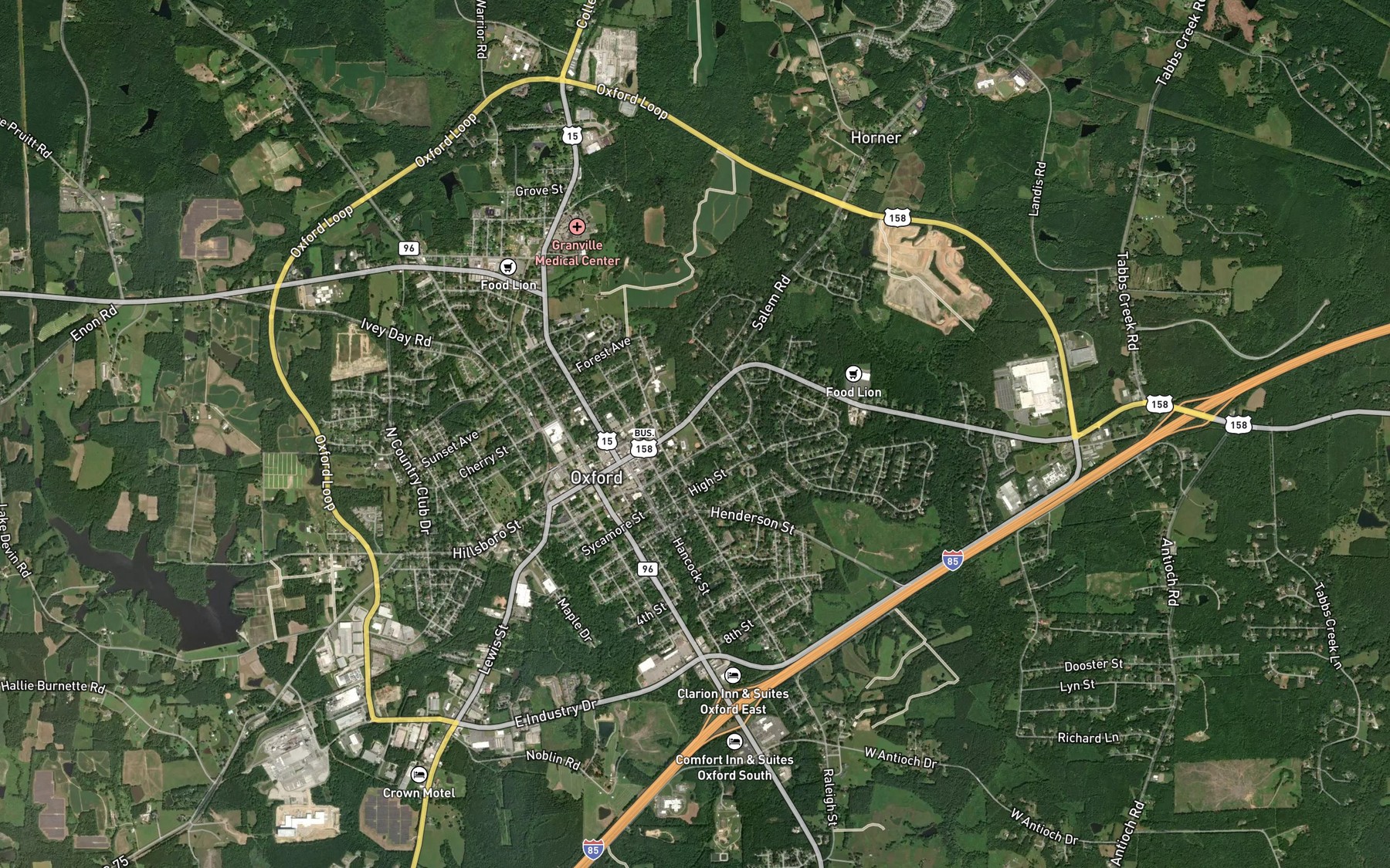 Satellite map of the Hancock Lake