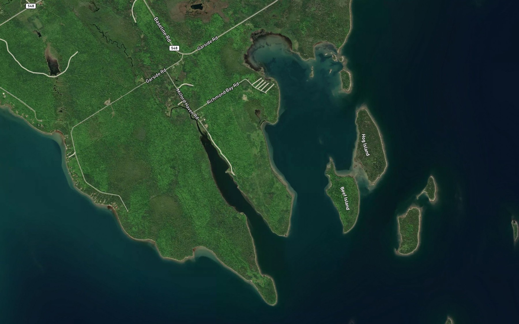Satellite map of the Lyon Cove
