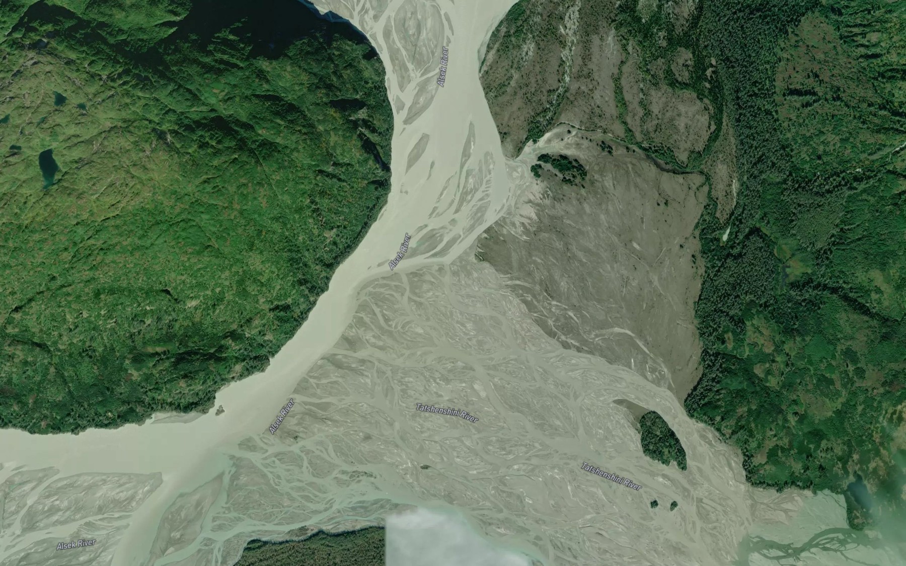 Satellite map of the Tatshenshini River