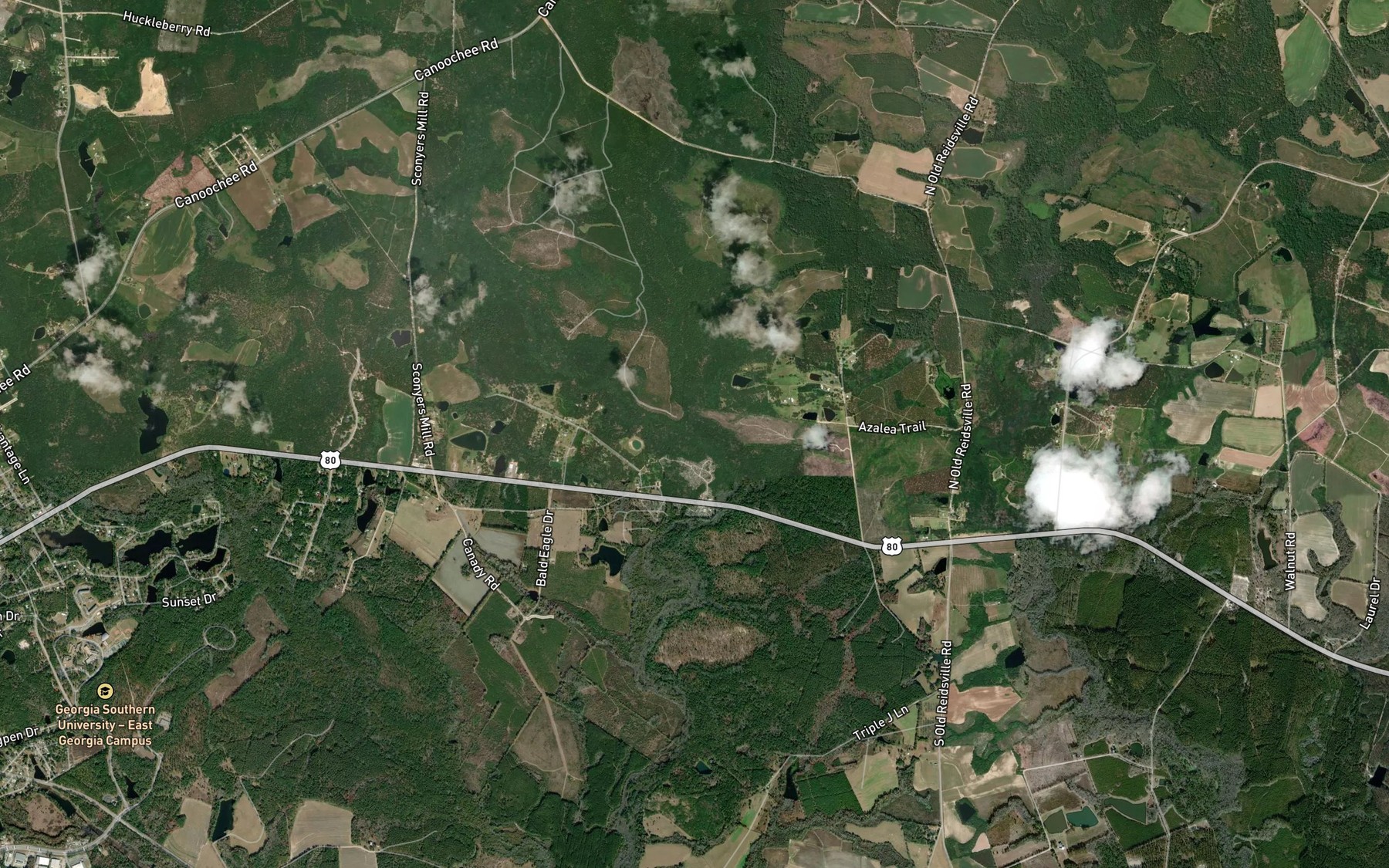 Satellite map of the Flat Creek