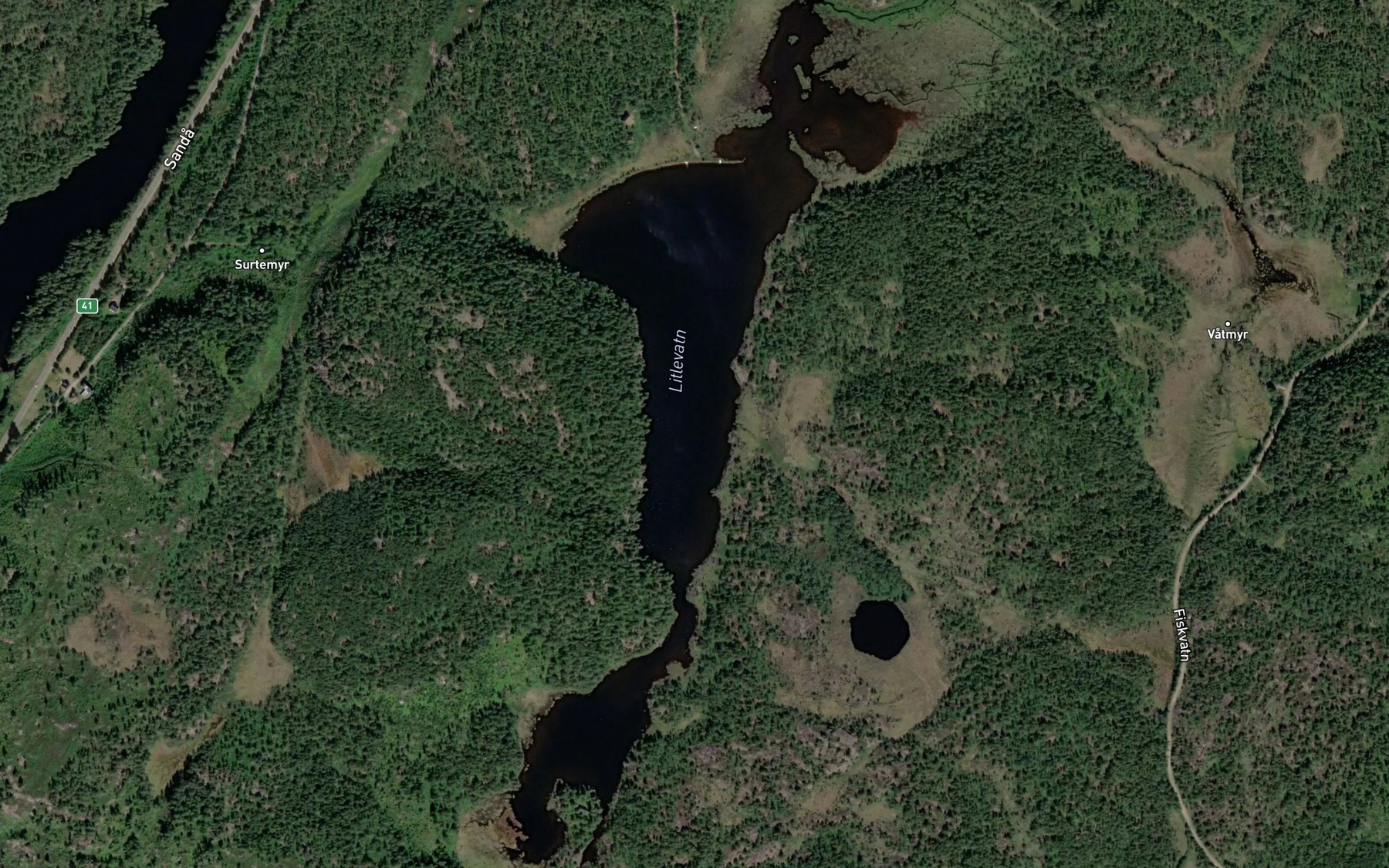 Satellite map of the Lislevatn