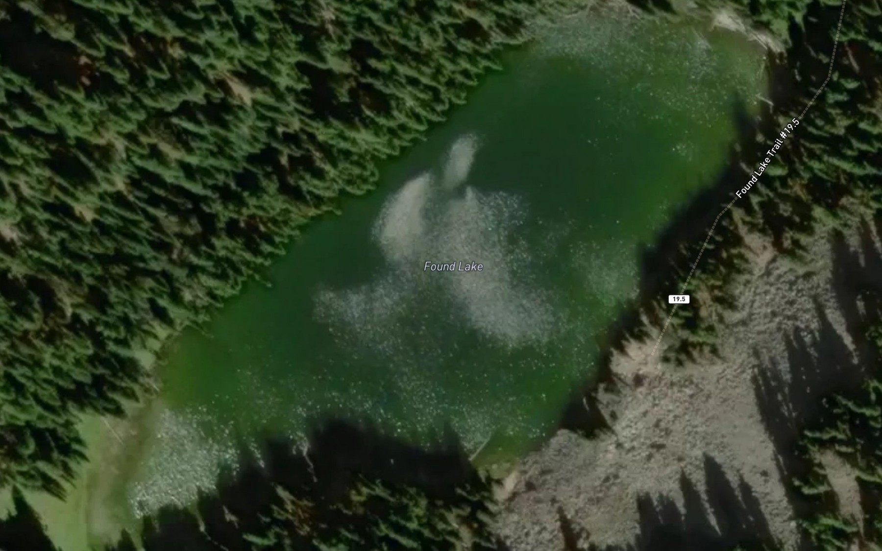 Satellite map of the Found Lake