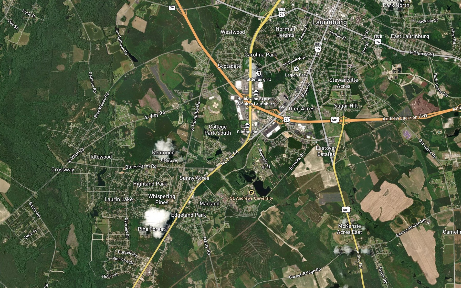 Satellite map of the Baidge Creek