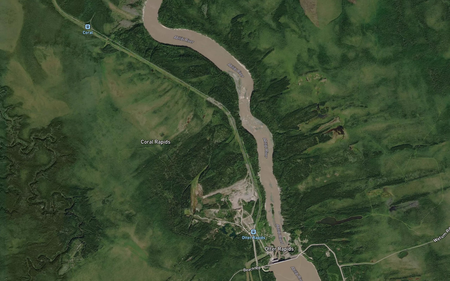 Satellite map of the Sextant Rapids