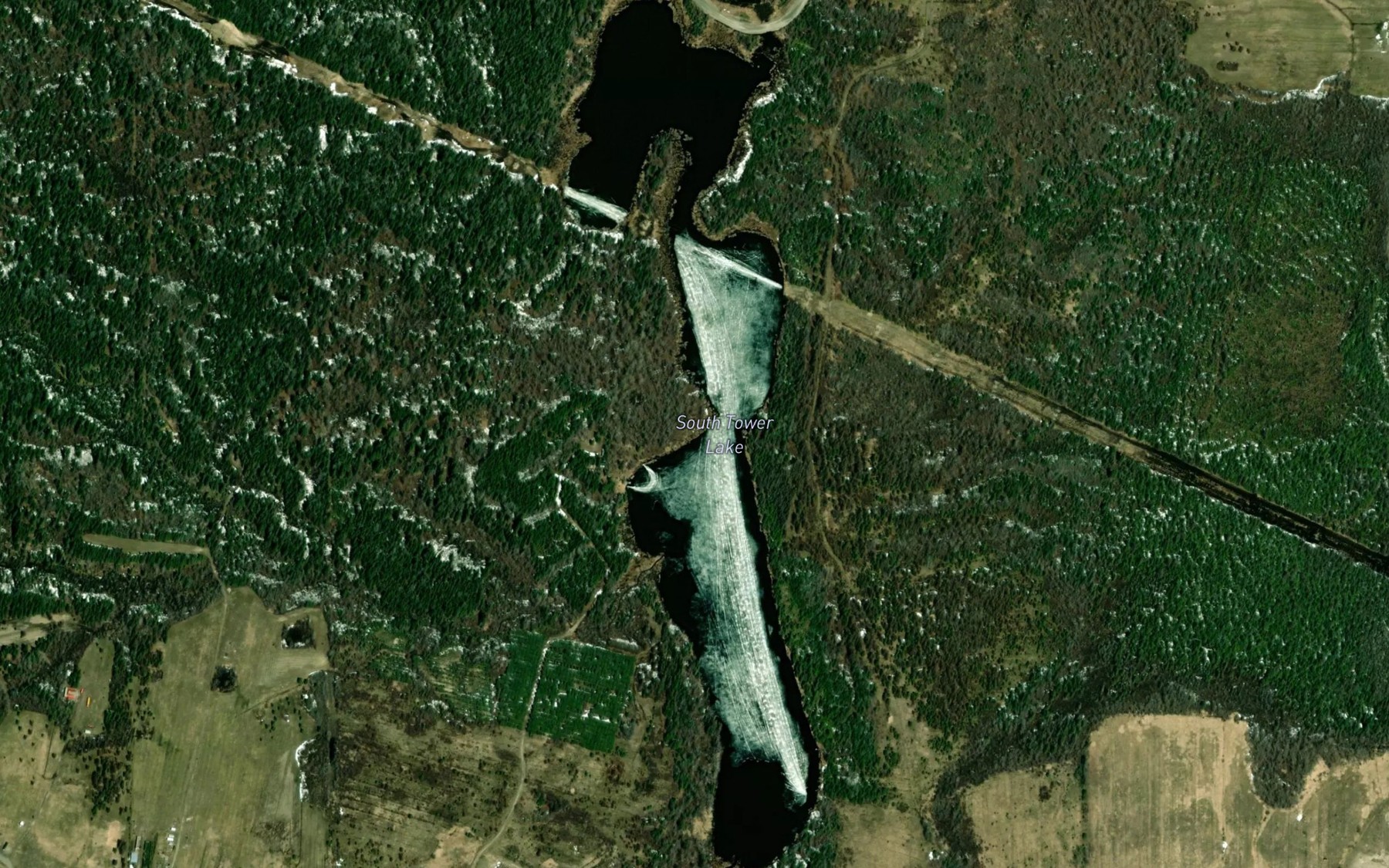 Satellite map of the South Tower Lake