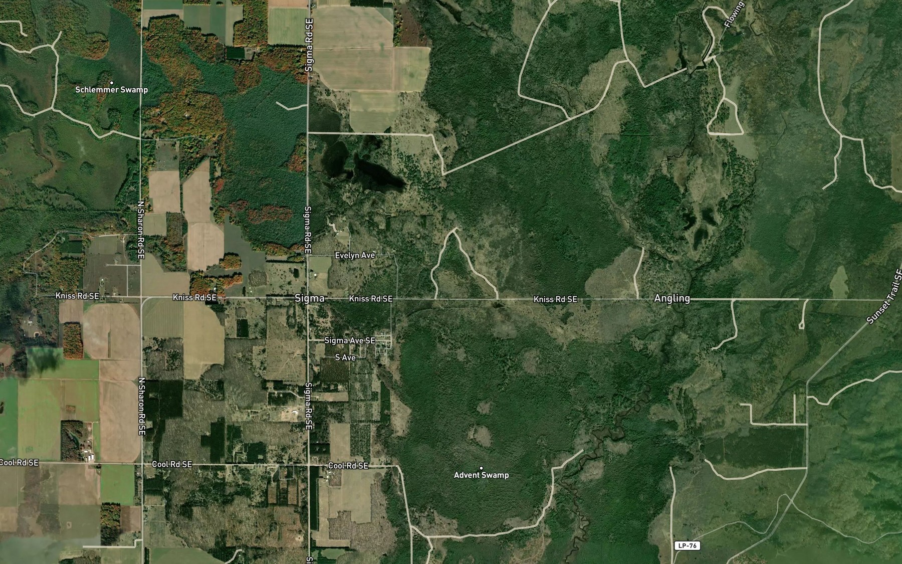 Satellite map of the Sand Creek