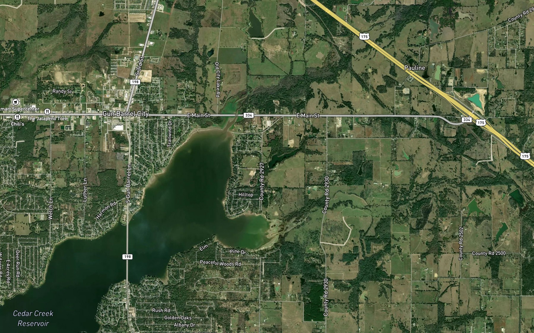 Satellite map of the John Santerre Lake