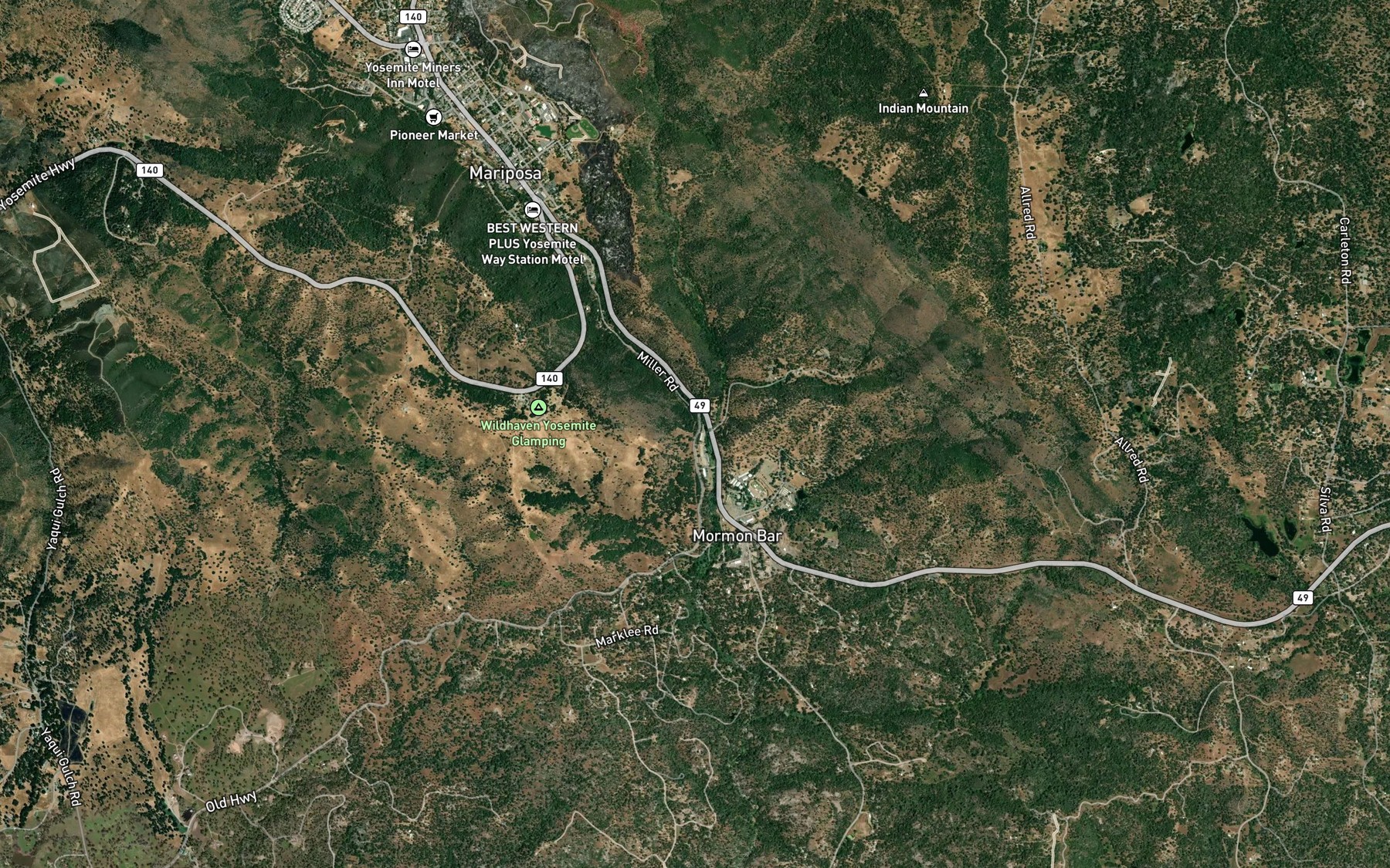 Satellite map of the Stockton Creek