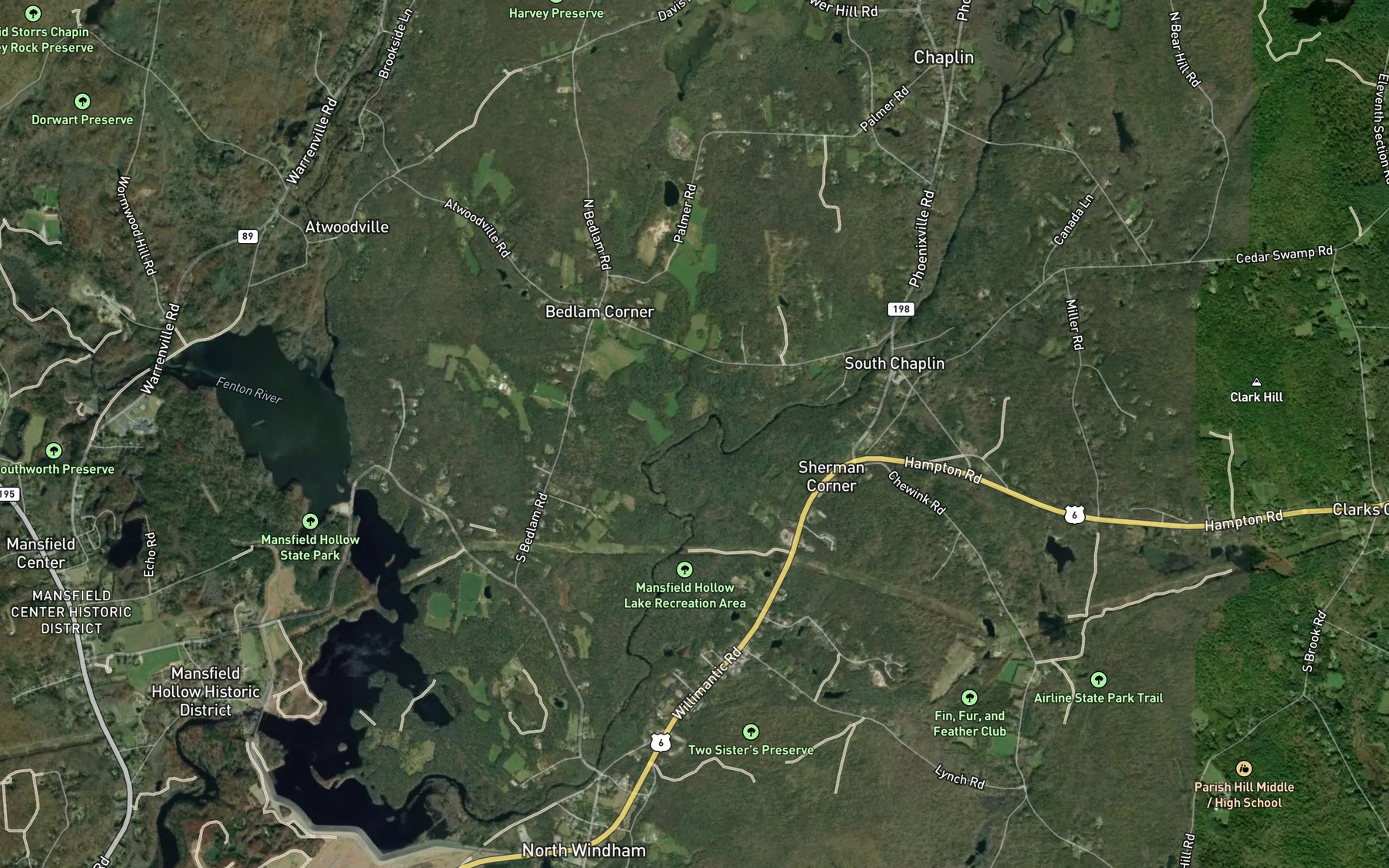 Satellite map of the Stonehouse Brook