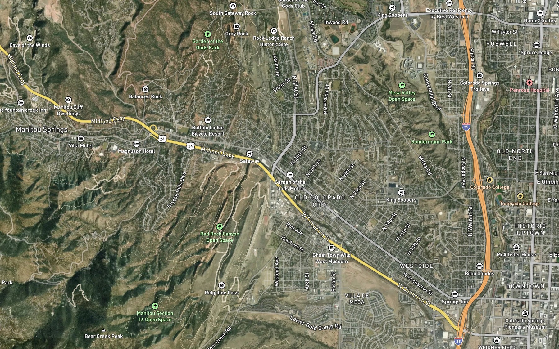 Satellite map of the Camp Creek