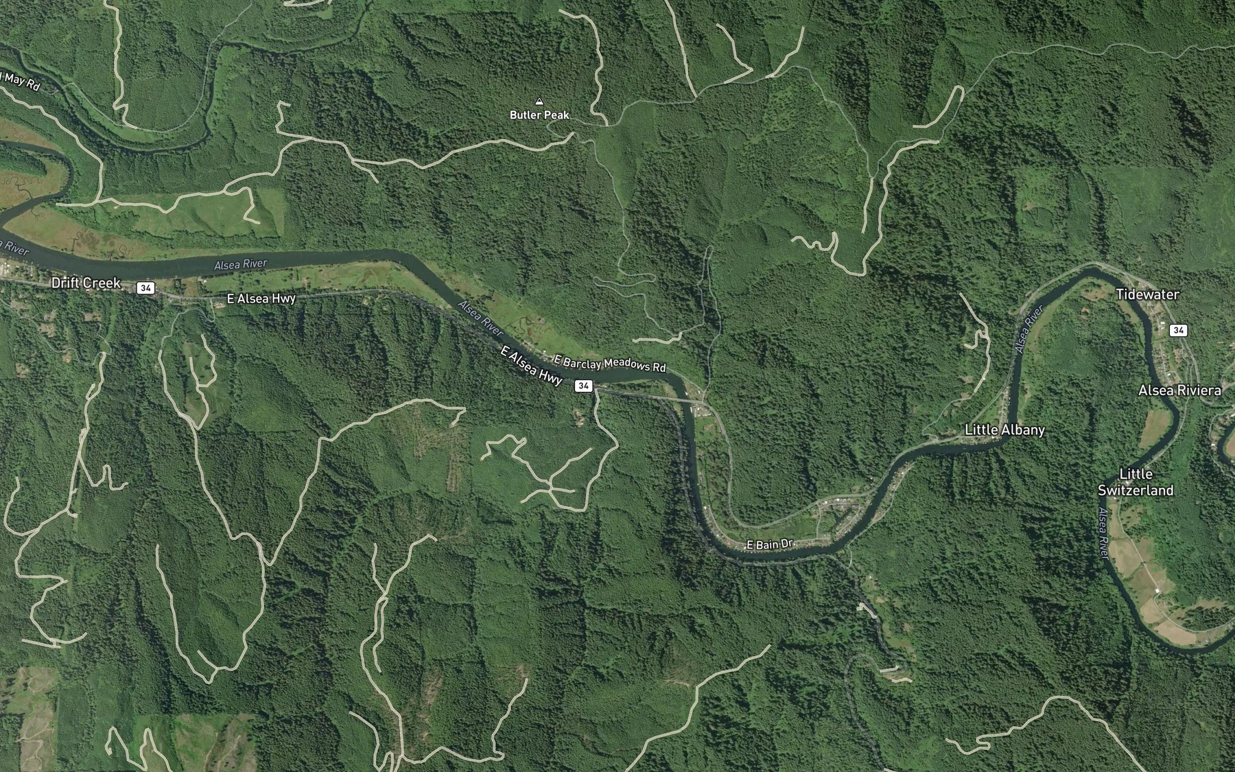 Satellite map of the Arnold Creek