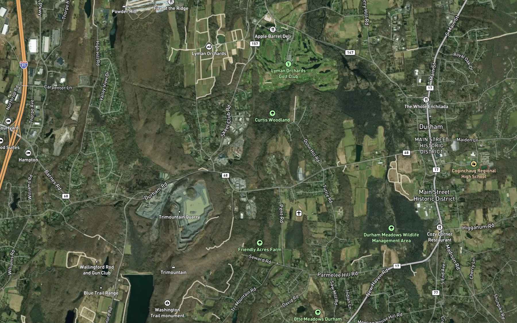 Satellite map of the Asmun Brook