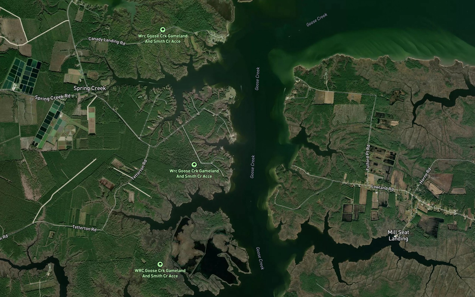 Satellite map of the Peterson Creek