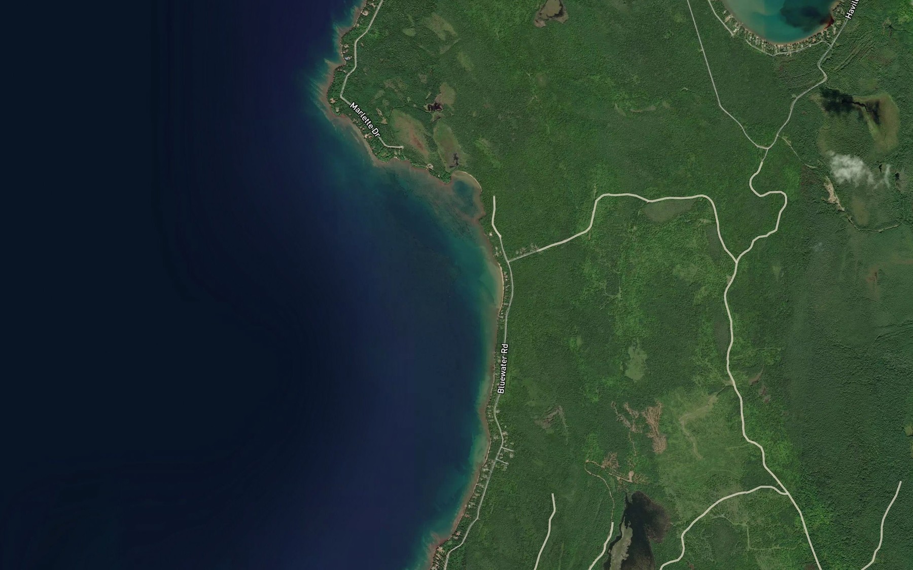 Satellite map of the Bluewater Bay