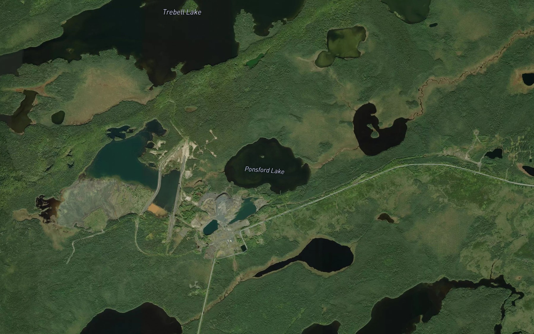 Satellite map of the Ponsford Lake